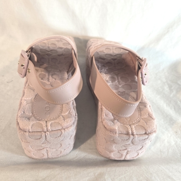 Coach Women's 9B Noelle Pink Platform Sandals In Signature Terry Cloth New - Picture 5 of 6
